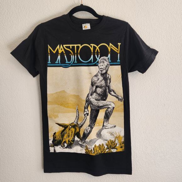 Mastodon Australopithecus Men's Size Small Slim Fit Graphic T-shirt Black‎ New - Picture 2 of 5